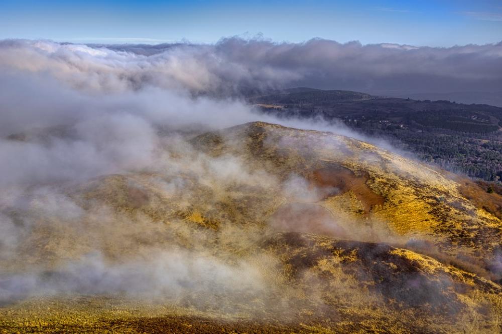 Landscape Mountain Volcano Hill Fog Winter Landscape Mountain Volcano Hill Fog Winter