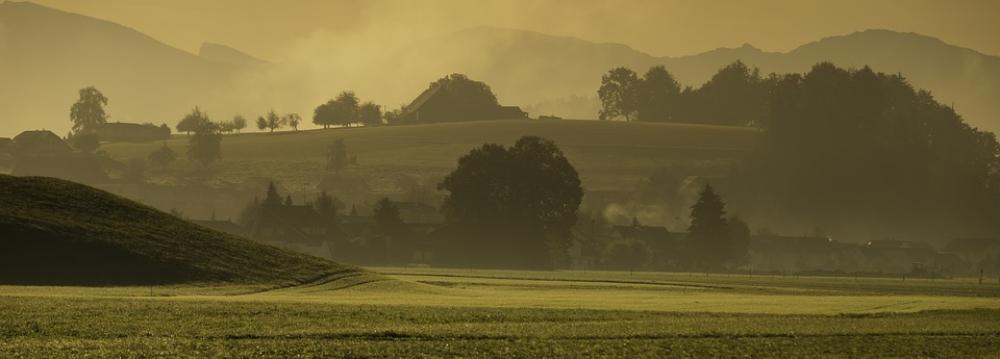 Landscape Autumn Morgenstimmung Haze Hill Green Landscape Autumn Morgenstimmung Haze Hill Green
