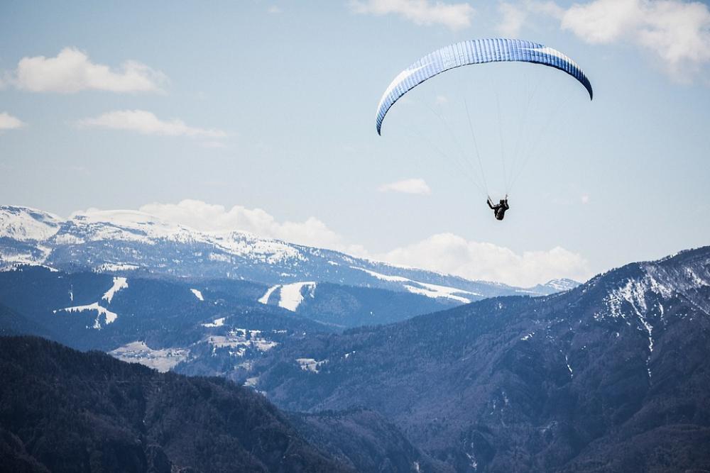 Landscape Mountains Paragliding Parachute Snow Sky Landscape Mountains Paragliding Parachute Snow Sky
