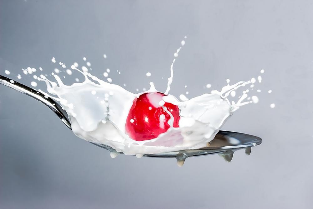 Milk Splash Milk Cherry Spoon Spray Falling Cherry Milk Splash Milk Cherry Spoon Spray Falling Cherry