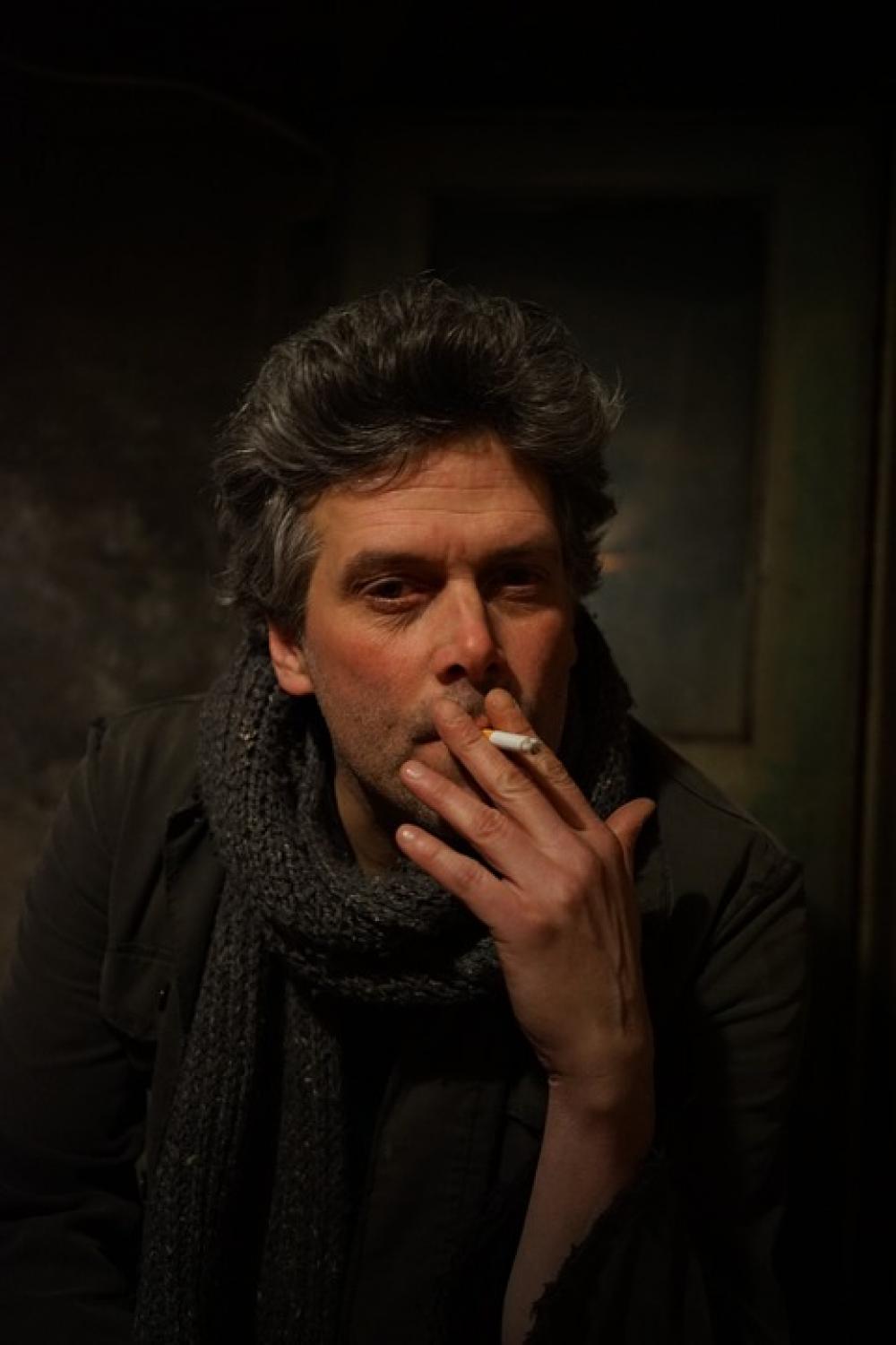 Portrait Male Smoking Cigarette Indoor Man Smoke Portrait Male Smoking Cigarette Indoor Man Smoke