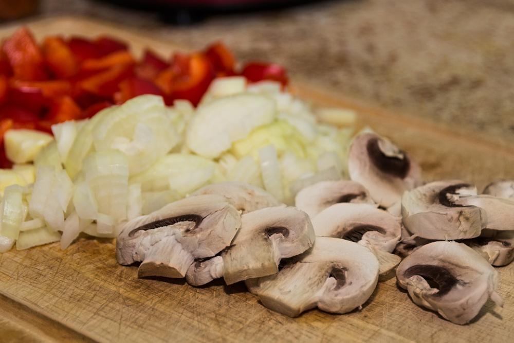 Mushrooms Onions Sliced Diced Organic Vegetable Mushrooms Onions Sliced Diced Organic Vegetable