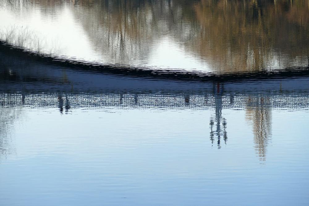 Reflection River Water Bridge Walker Pedestrian Reflection River Water Bridge Walker Pedestrian