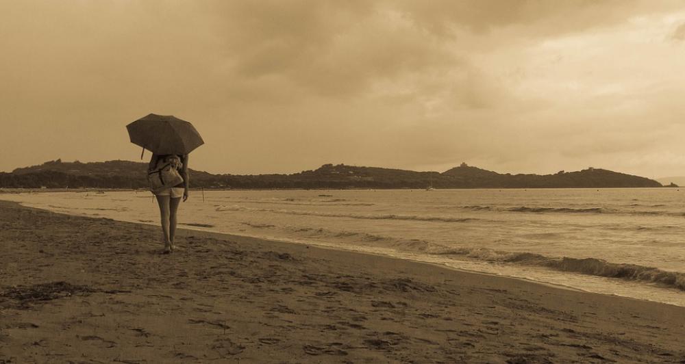 Sea Beach Girl Thought Sand Landscape Summer Sky Sea Beach Girl Thought Sand Landscape Summer Sky