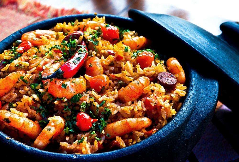 Shrimp Rice Peppers Pot Dinner Cooked Tasty Shrimp Rice Peppers Pot Dinner Cooked Tasty