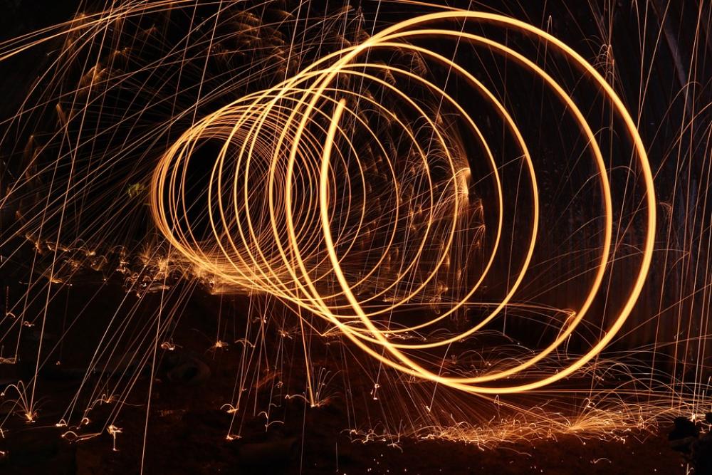 Steelwool Dark Firespin Spiral Art Sparks Lights Steelwool Dark Firespin Spiral Art Sparks Lights