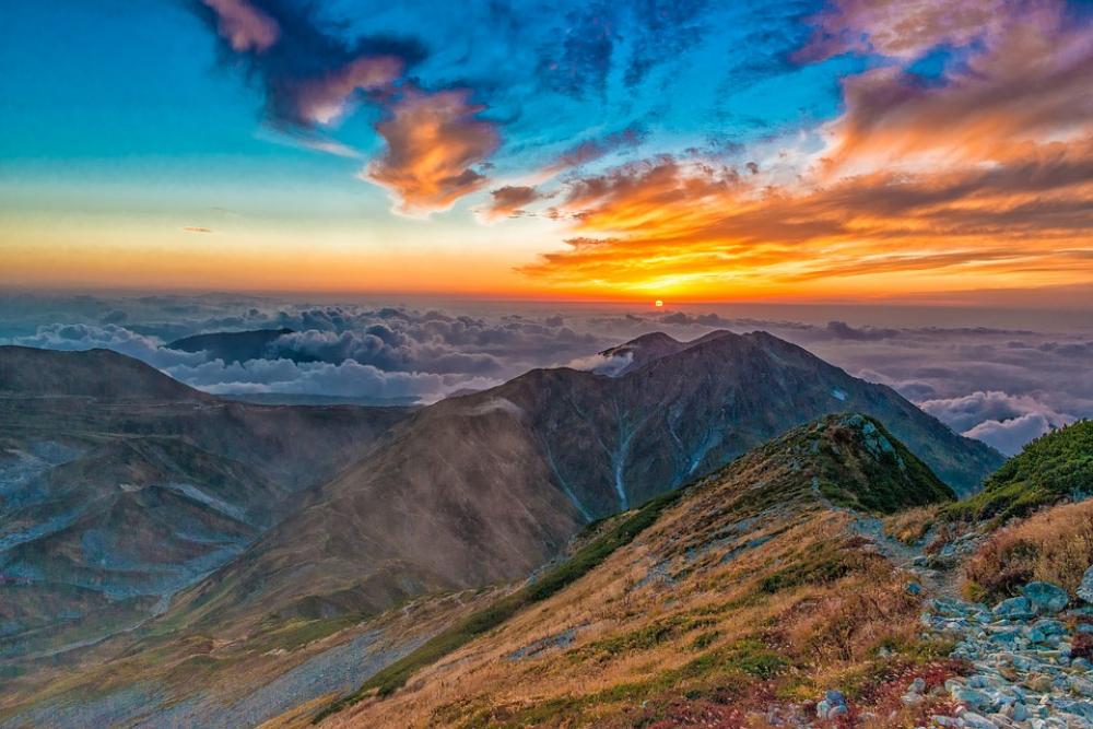 Sunset Mountain Tateyama Northern Alps Sky Sunset Mountain Tateyama Northern Alps Sky