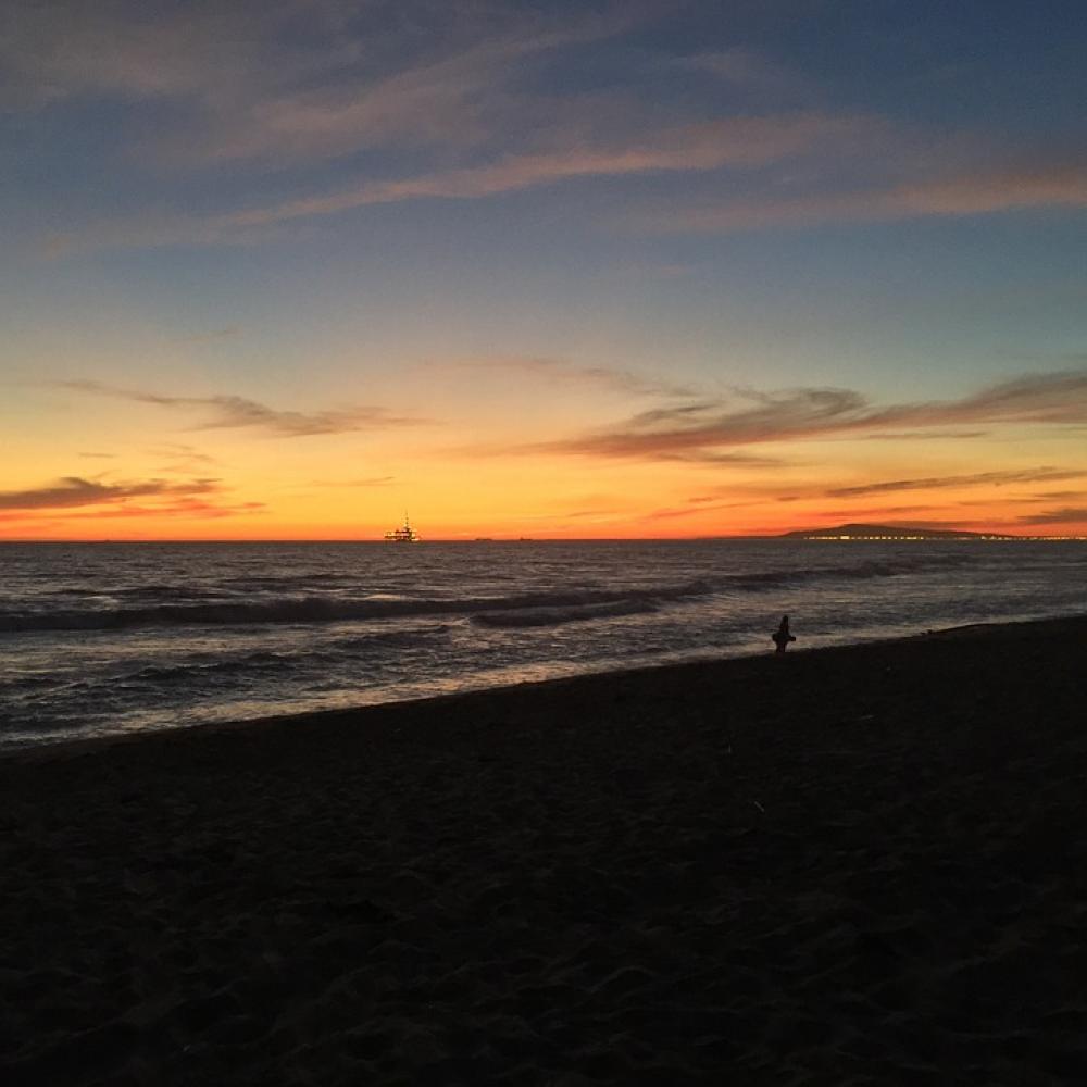 Sunset Ocean Oil Rig Surf Pacific Beach Summer Sunset Ocean Oil Rig Surf Pacific Beach Summer