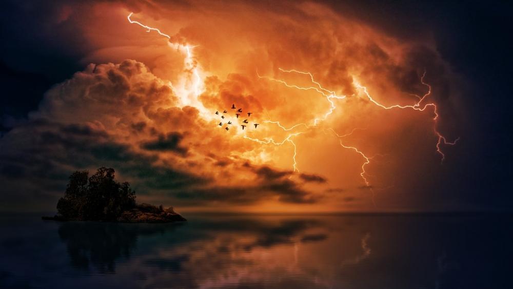 Thunderstorm Sea Clouds Forward Island Storm Sky Thunderstorm Sea Clouds Forward Island Storm Sky