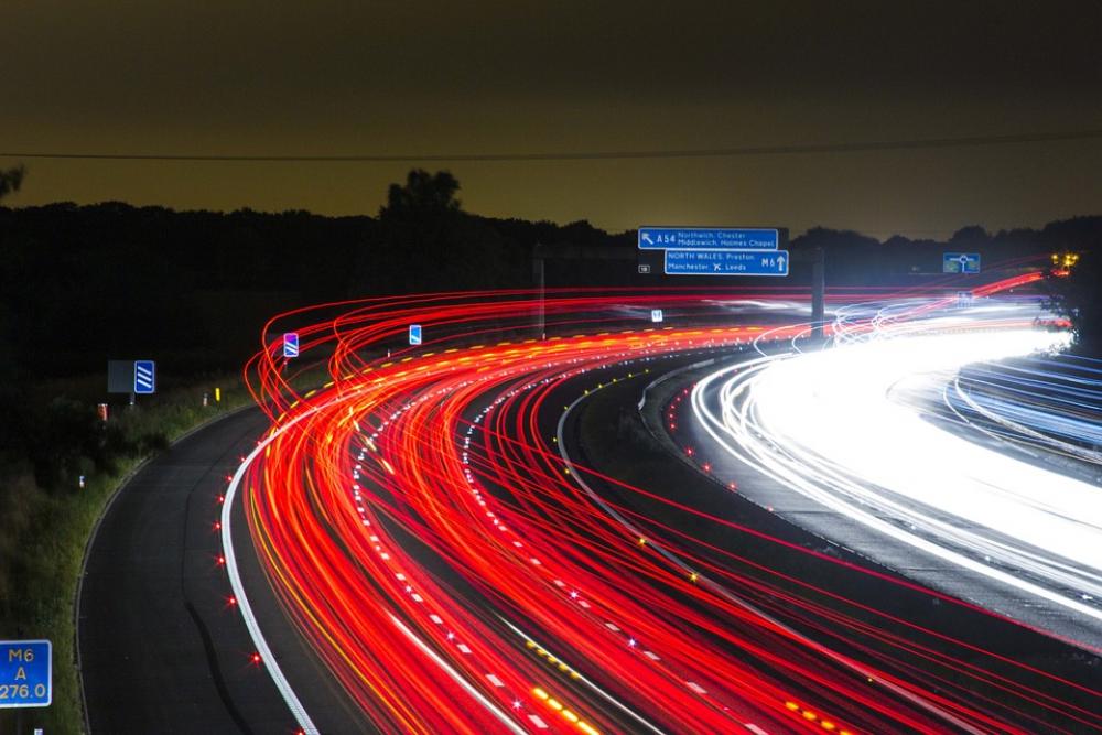 Traffic Highway Lights Night Road Long Exposure Traffic Highway Lights Night Road Long Exposure
