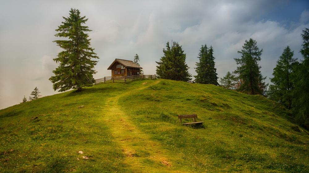 Tree Grass Landscape Panorama Nature Hill Hut Tree Grass Landscape Panorama Nature Hill Hut