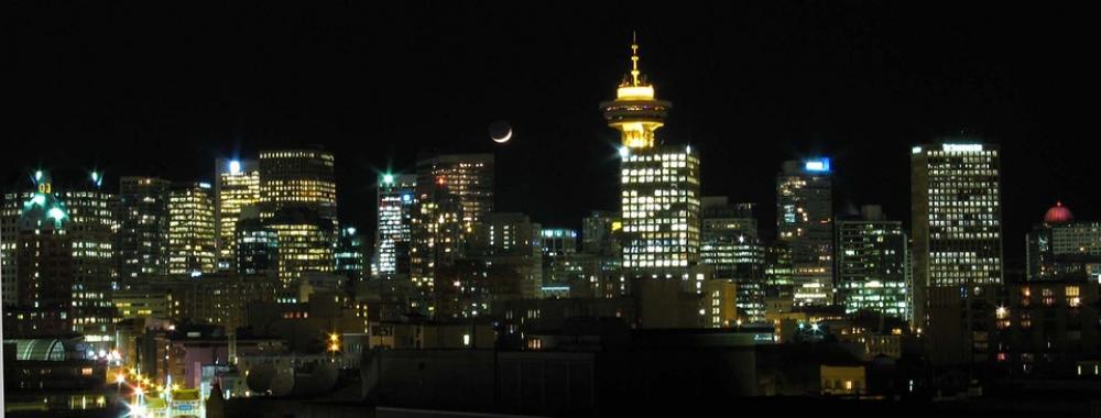 Vancouver Night Skyline Canada Building Light Vancouver Night Skyline Canada Building Light