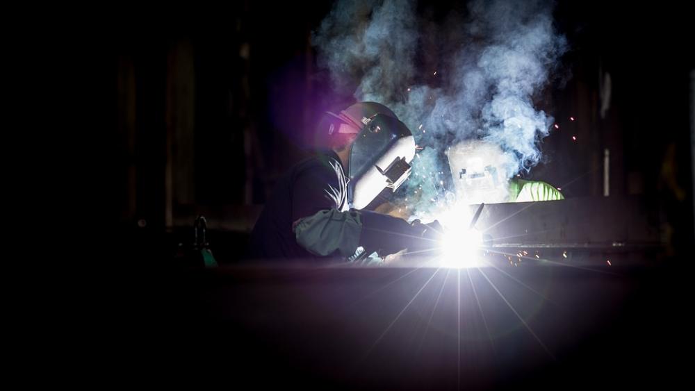 Welding Dark Light Masks People Smoke Spark Welding Dark Light Masks People Smoke Spark