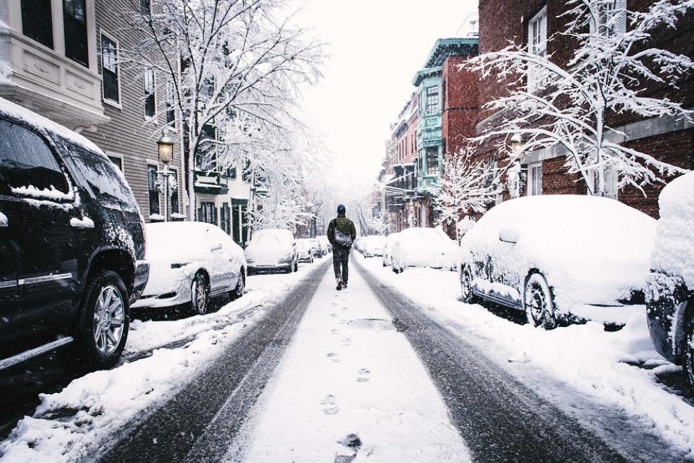 Winter Snowy Street Frozen Snow January Man Winter Snowy Street Frozen Snow January Man