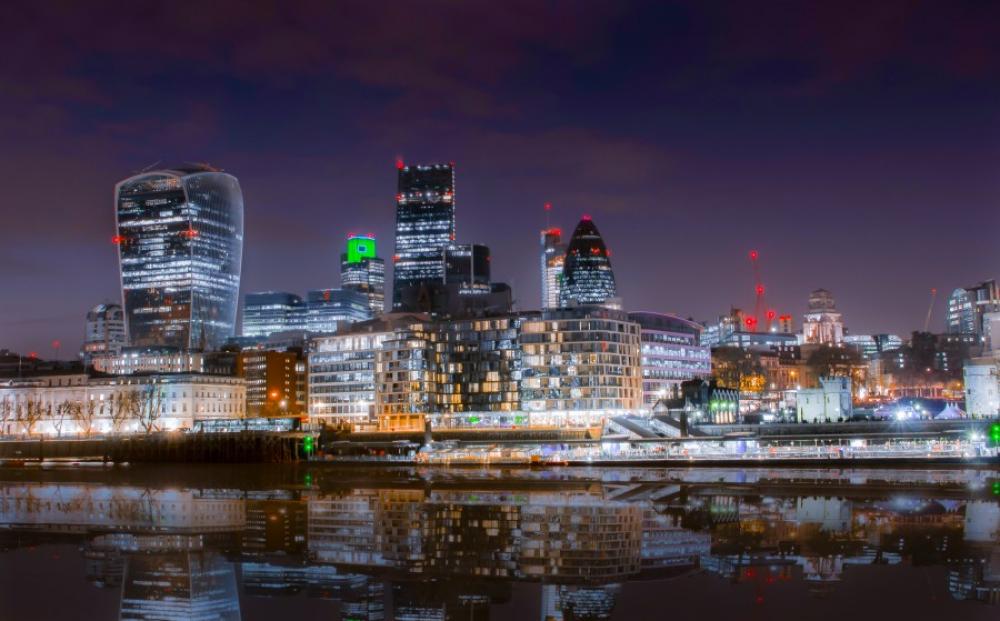 The London city at sunset The London city at sunset