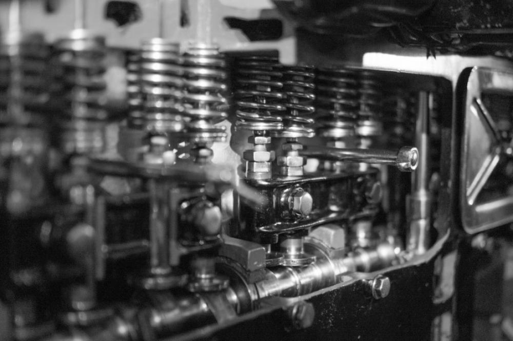 Car engine B&W Car engine B&W