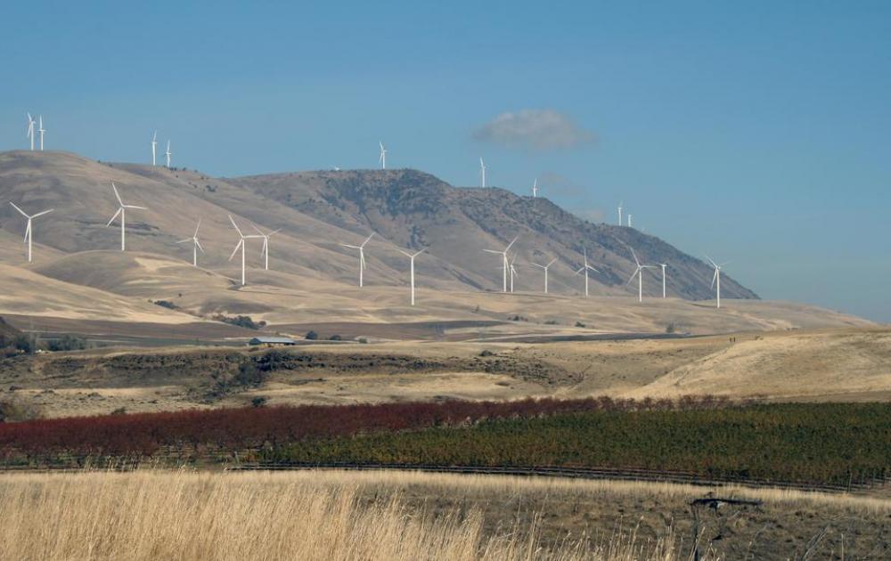 Wind farm turbine mountain power energy Wind farm turbine mountain power energy