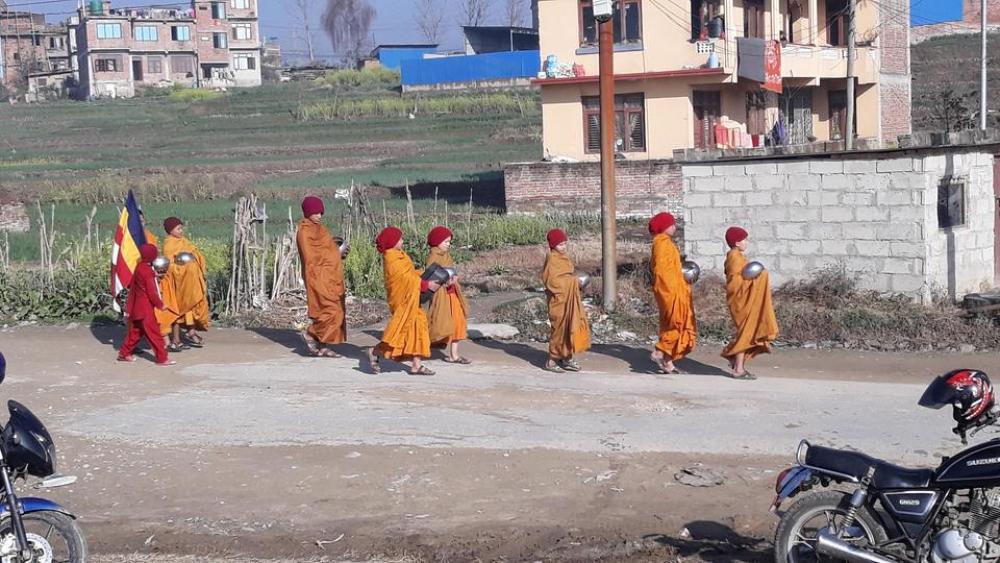 Nepal Asia monks people street Nepal Asia monks people street
