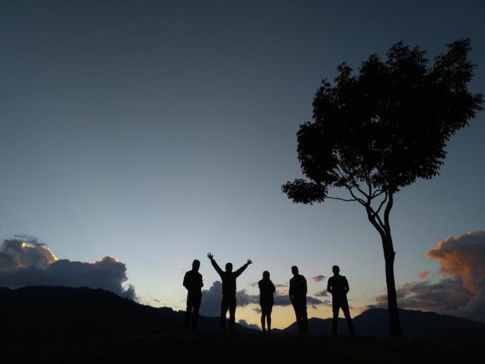 Nepal sillouhette people sunset dusk Nepal sillouhette people sunset dusk