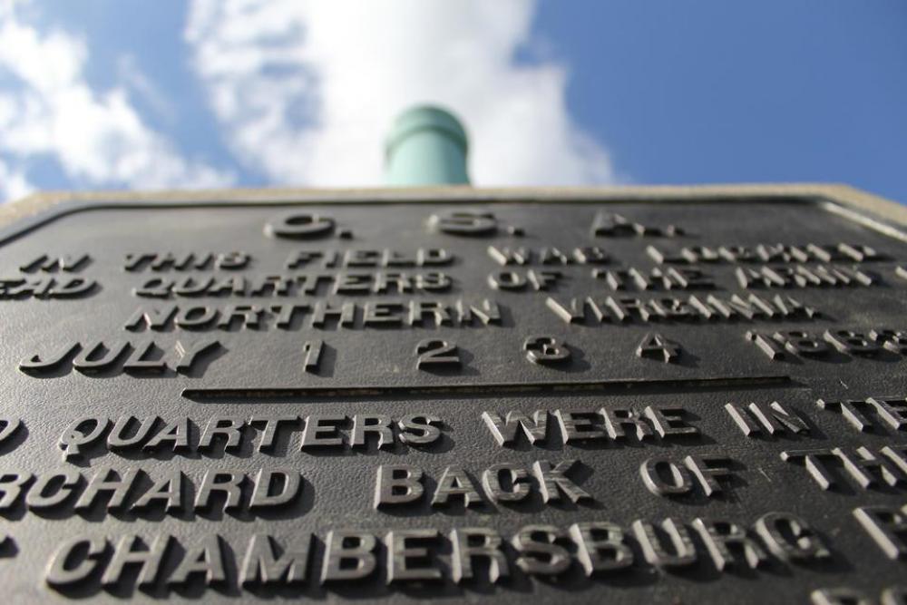monument Gettysburg raised type words metal monument Gettysburg raised type words metal