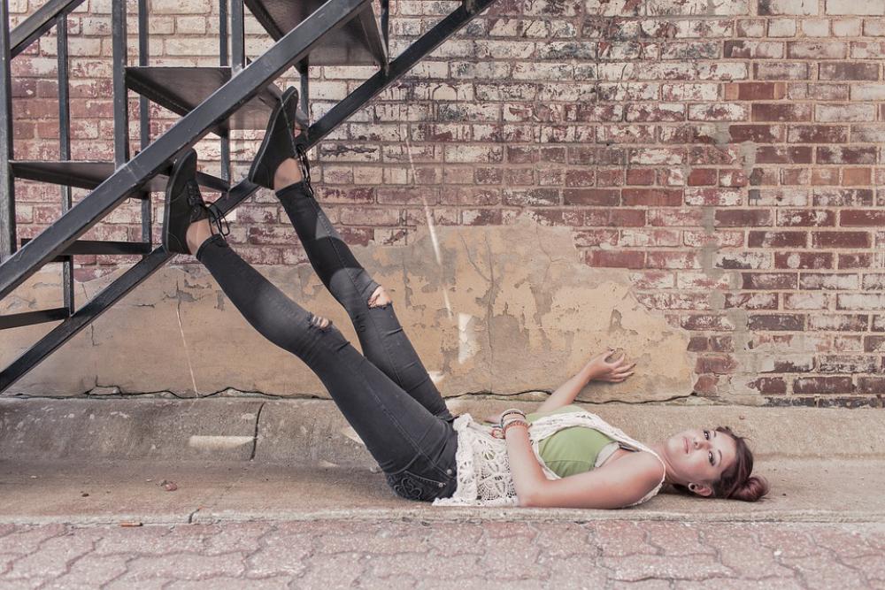 Break Building City Cute Girl Lady Resting Break Building City Cute Girl Lady Resting