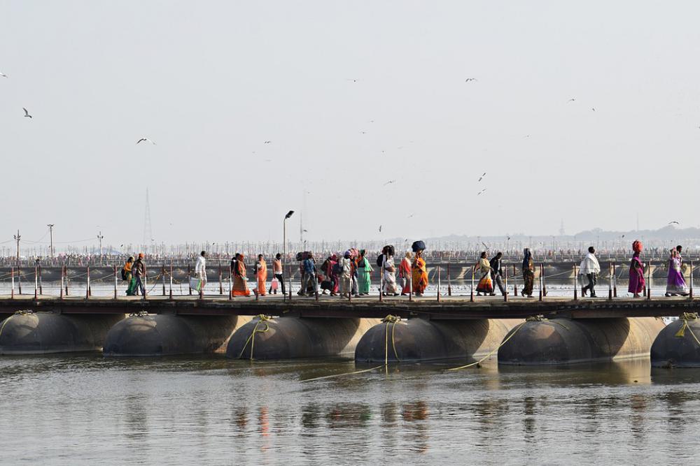 Kumbh Pragraj Crowd People India Culture Portrait Kumbh Pragraj Crowd People India Culture Portrait