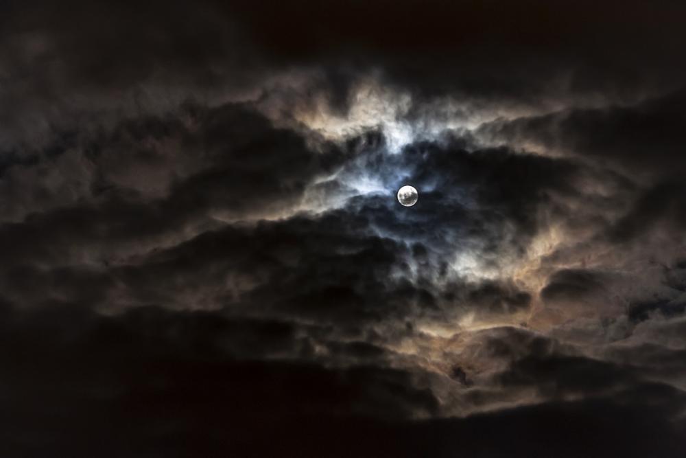 Moon City Clouds Night Sky Dark Orange Color Moon City Clouds Night Sky Dark Orange Color