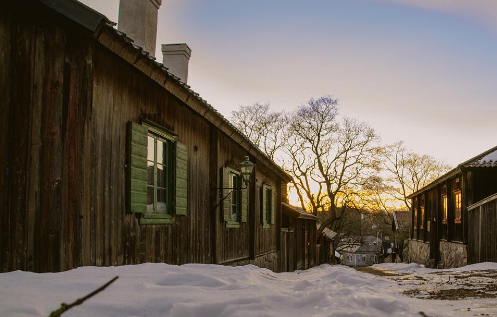 Old Town Winter Sunset Old Architecture City Old Town Winter Sunset Old Architecture City