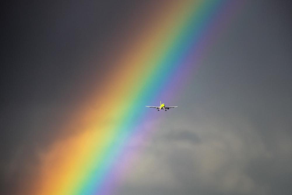 Plane Rainbow Flight Airport Plane Rainbow Flight Airport