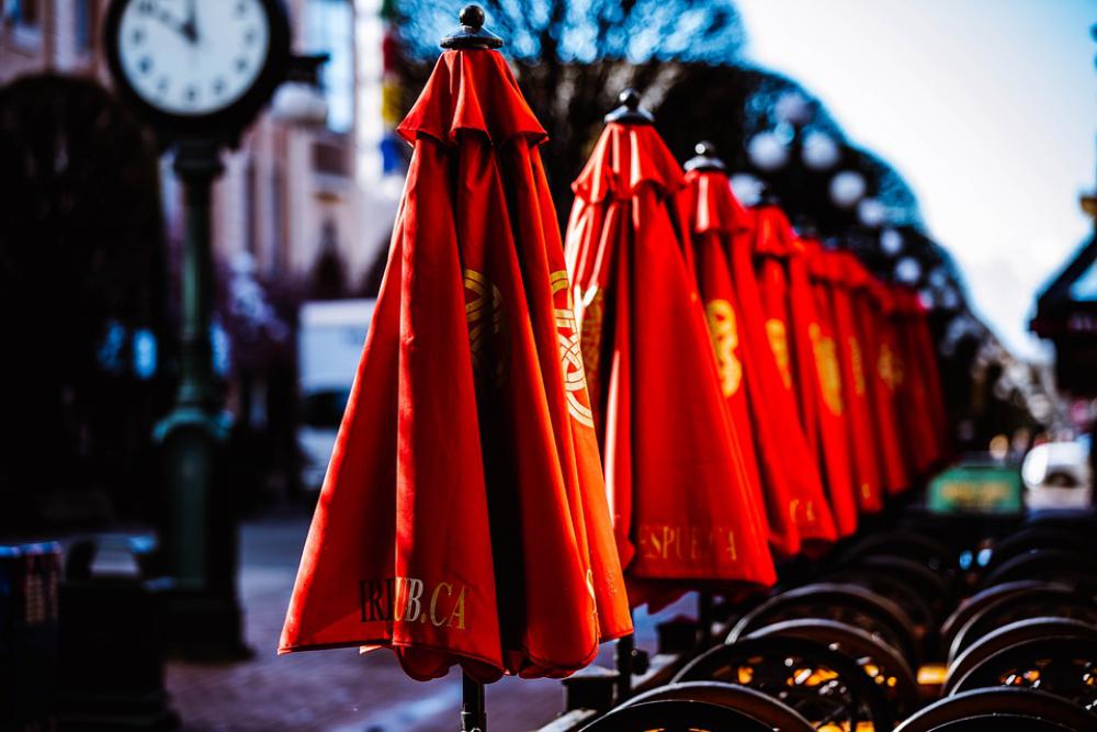 Red Umbrellas Pub Chairs Morning Closed 10 Red Umbrellas Pub Chairs Morning Closed 10
