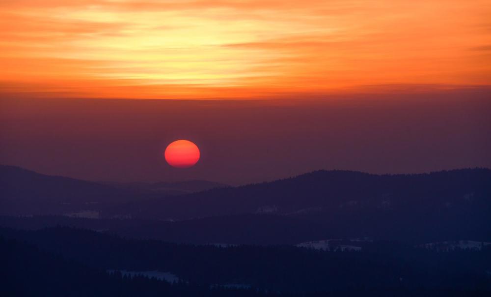 Sunset Landscape Twilight Winter Forest Sunset Landscape Twilight Winter Forest