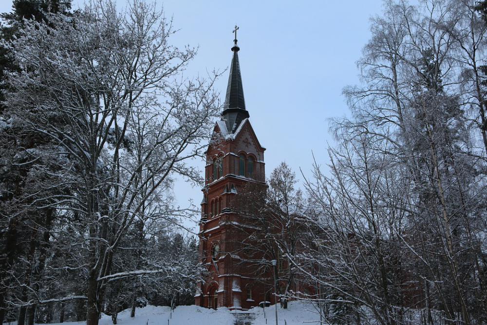 Winter Church Landscape In The Forest Building Winter Church Landscape In The Forest Building