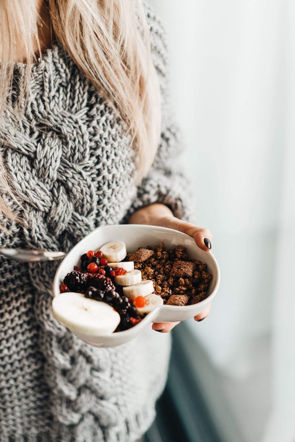 Woman with Super Healthy Morning Breakfast Woman with Super Healthy Morning Breakfast