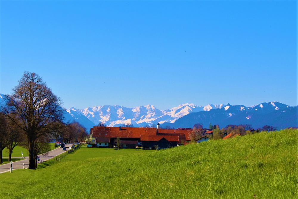 Alpine Landscape Farm Mountains Nature Panorama Alpine Landscape Farm Mountains Nature Panorama
