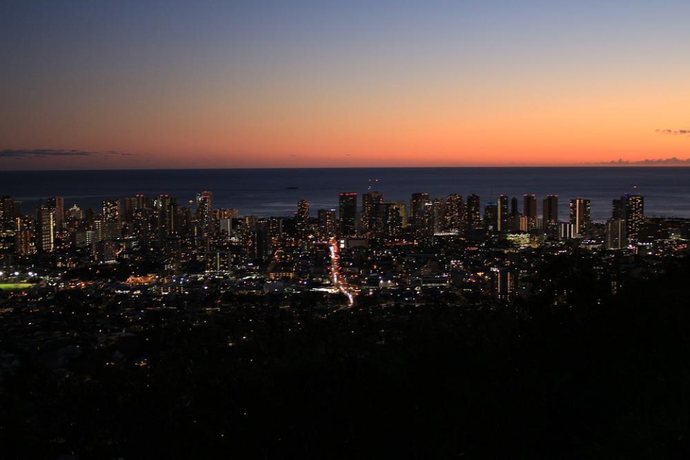 Sunset Citynight Honolulu Hawaii Landscape Sky Sunset Citynight Honolulu Hawaii Landscape Sky