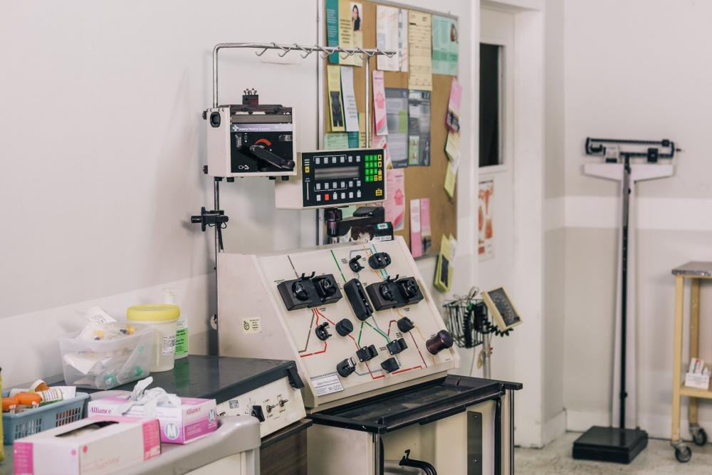 Medical Monitoring Machine And Supplies In Hospital Hallway Photo Medical Monitoring Machine And Supplies In Hospital Hallway Photo