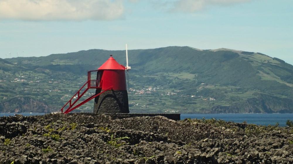 Azores Pico Island Red Mill Sea Volcanic Azores Pico Island Red Mill Sea Volcanic