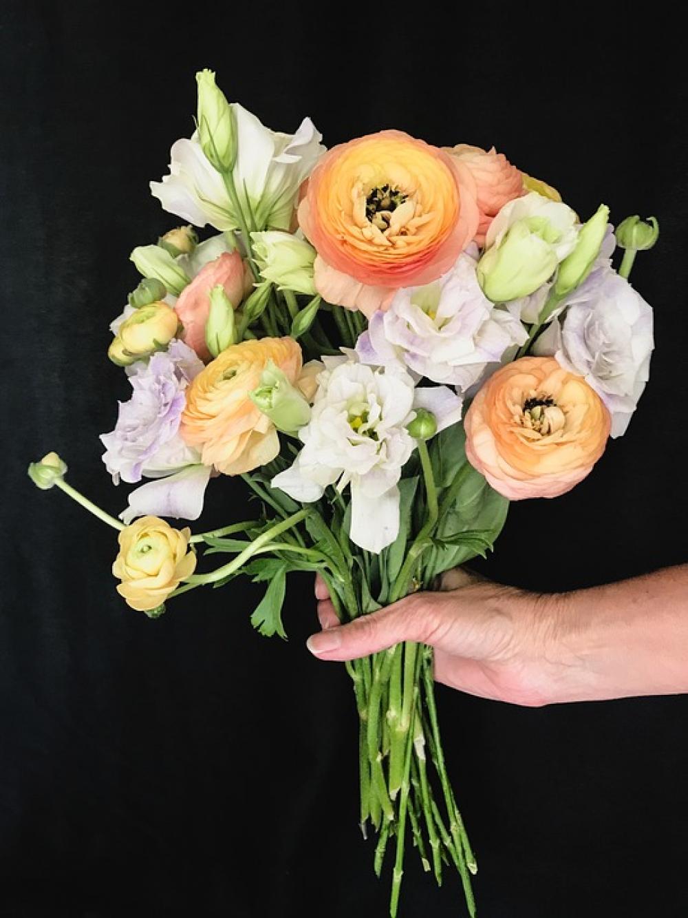 Bouquet Flowers Bunch Colorful Black Background Bouquet Flowers Bunch Colorful Black Background