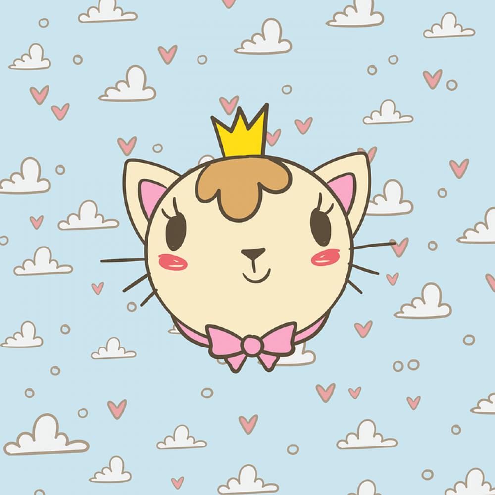 Cat Cloud Heart Texture Kitten Cute Crown Bow Cat Cloud Heart Texture Kitten Cute Crown Bow