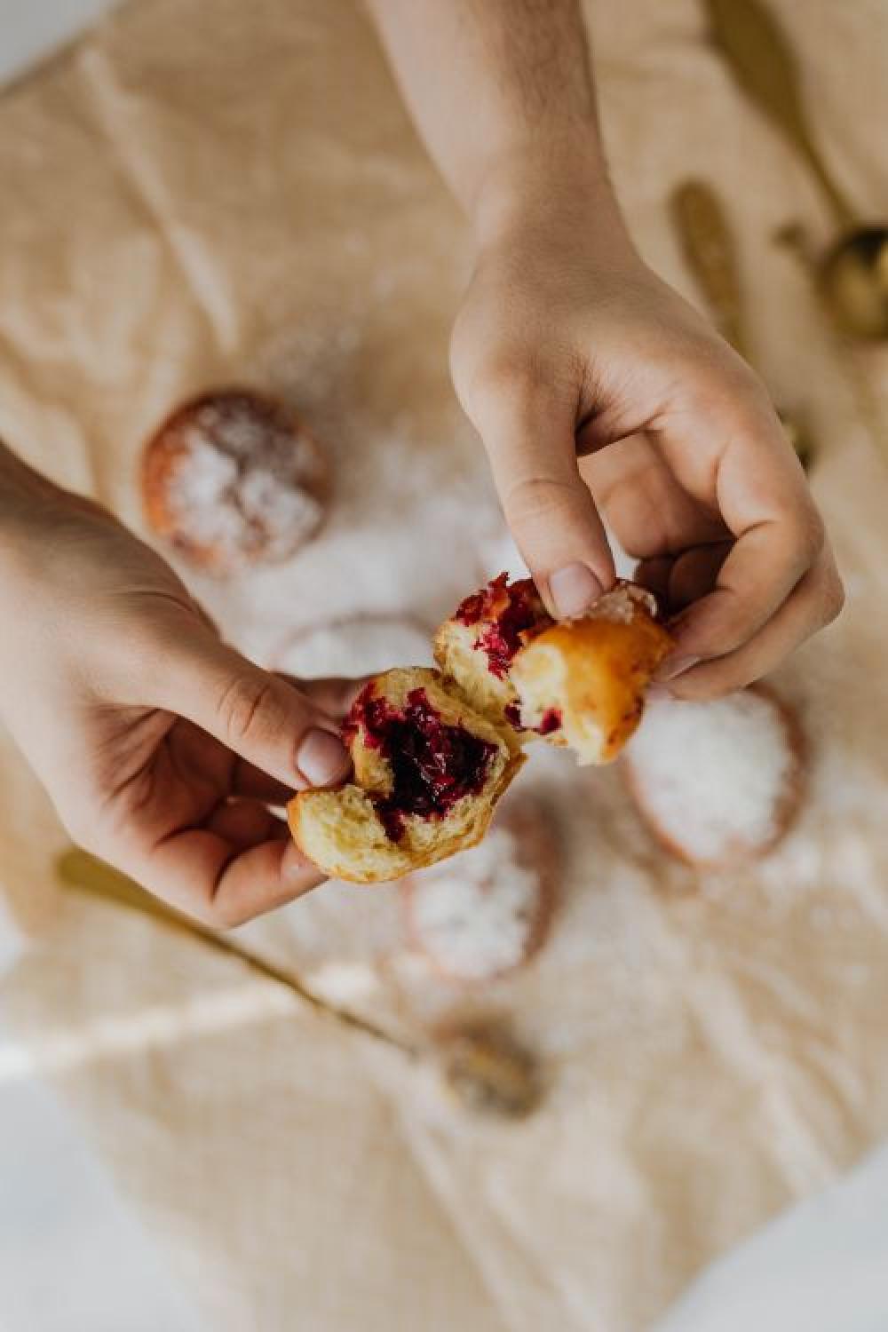 Traditional Homemade Polish Paczki with cherry jem Traditional Homemade Polish Paczki with cherry jem