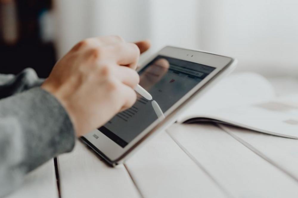 Man using a tablet Man using a tablet