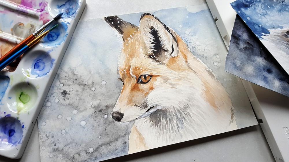 Animal Fox Nature Painting Art Colors Brushes Animal Fox Nature Painting Art Colors Brushes