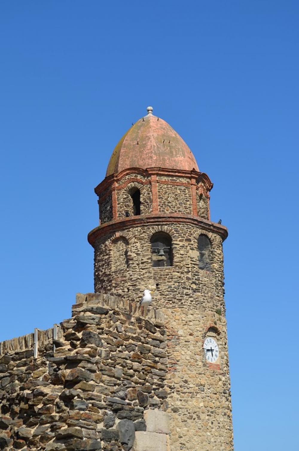 Collioure Church France Mediterranean Port Blue Collioure Church France Mediterranean Port Blue