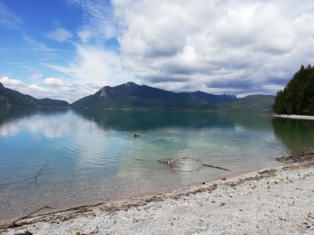 Lake Walchensee Bavaria Sky Mountains Spring Lake Walchensee Bavaria Sky Mountains Spring