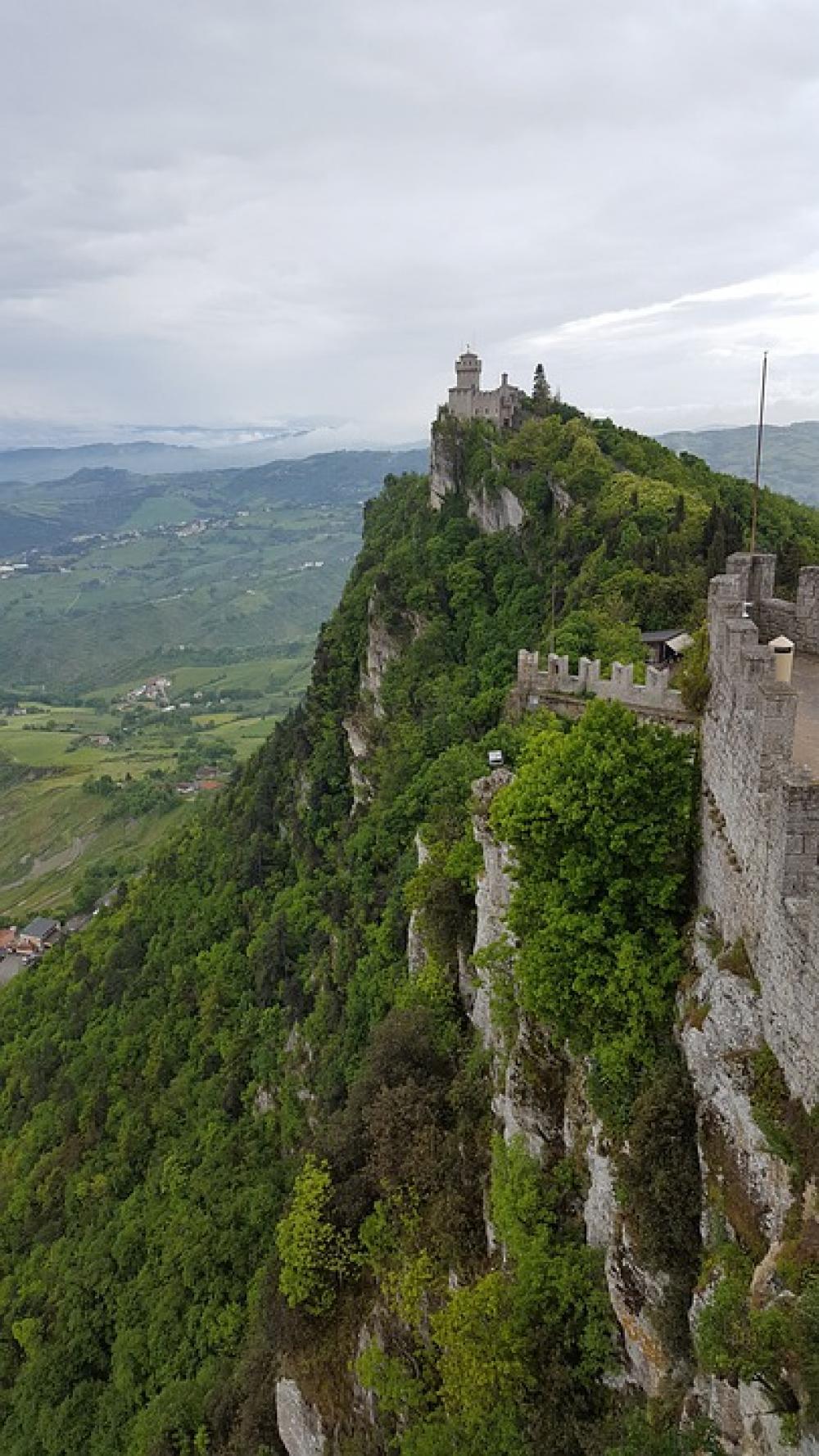 San Marino Landscape Cliff Tower Clouds Sky San Marino Landscape Cliff Tower Clouds Sky