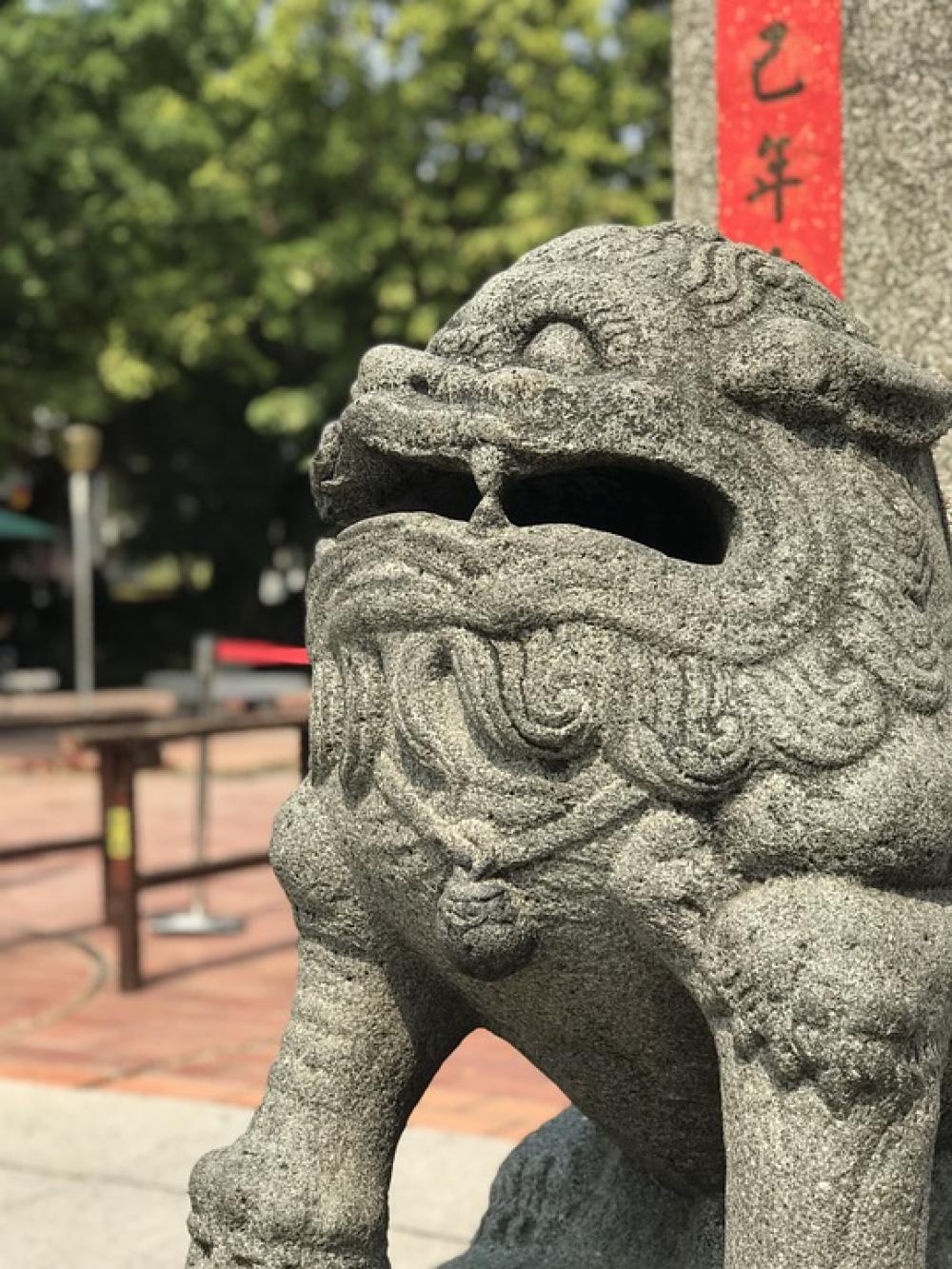 Stone Lions 廟-Woo Shishi Guarding Lion Carving Stone Lions 廟-Woo Shishi Guarding Lion Carving