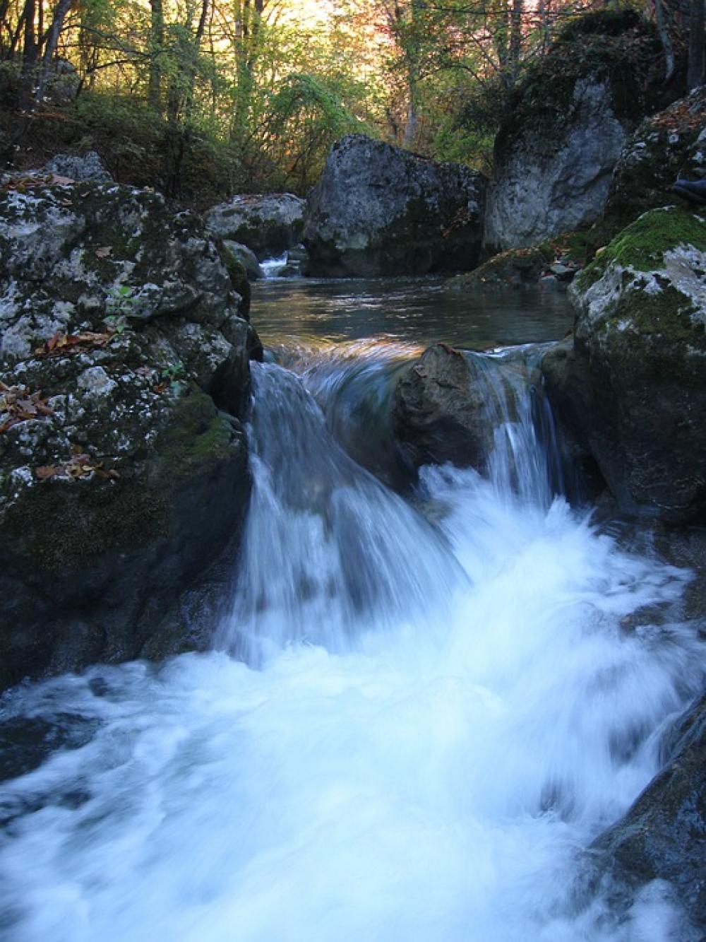 Waterfall Forest Stones Trees Waterfall Forest Stones Trees