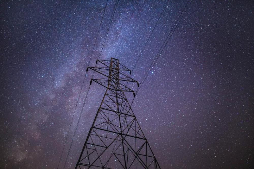 power lines night stars sky space power lines night stars sky space