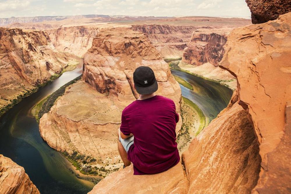 guy man desert canyon landscape guy man desert canyon landscape