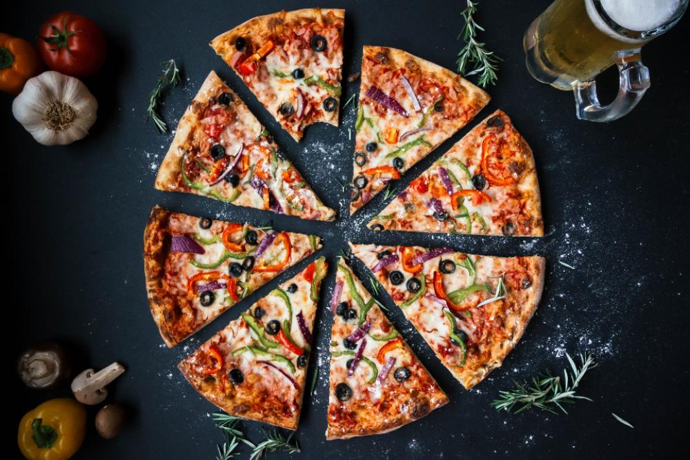 sliced homemade pizza food garlic sliced homemade pizza food garlic